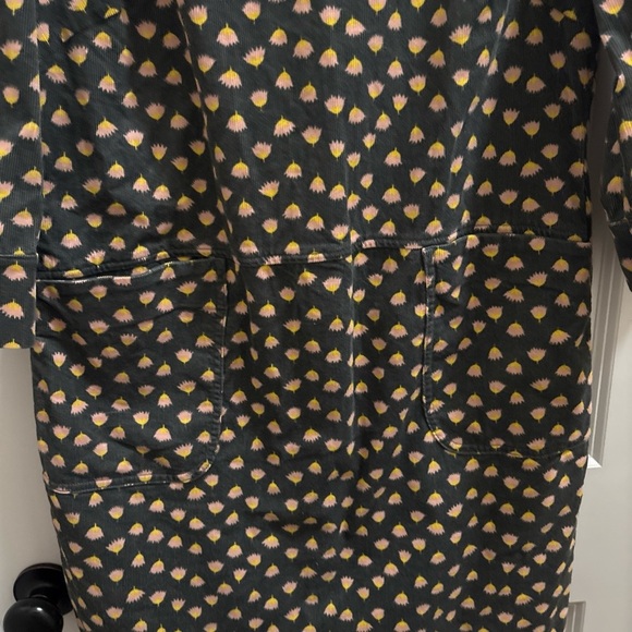 Boden Amber  Corduroy Dress Green Floral Size 12 R Knee Length Pockets Floral - Picture 5 of 6